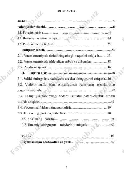 neft va gaz tarkibidagi zaharli (ayniqsa oltingugurtli) birikmalarni miqdorini va tarkibini zamonaviy usullar yordamida aniqlash  — DOC