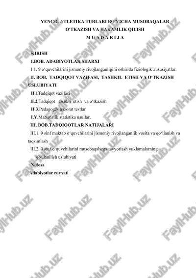 yengil atletika turlari bo'yicha musobaqalar o'tkazish va hakamlik qilish — DOC