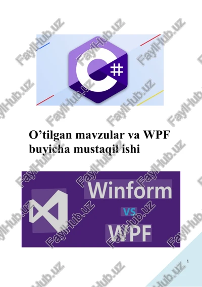 o’tilgan mavzular va wpf buyicha mustaqil ishi — DOCX