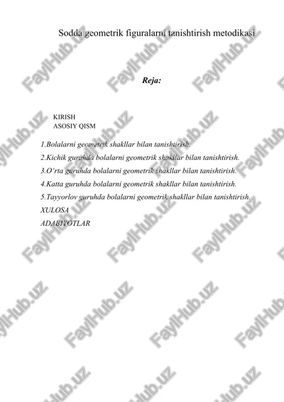 bolalarni geometrik shakllar bilan tanishtirish metodikasi — DOCX