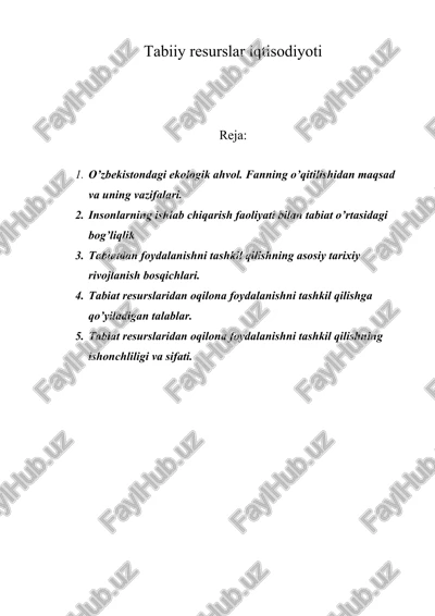 tabiiy resurslar iqtisodiyoti — DOC