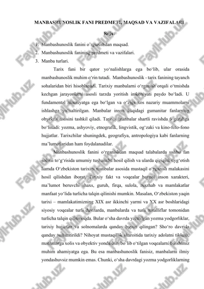 manbashunoslik fanini o’rganish — DOCX