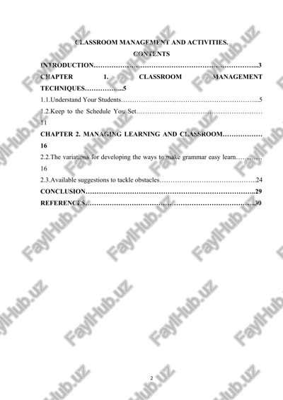classroom management and activities — DOCX