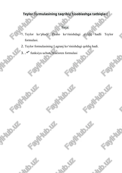 teylor formulasi — DOCX