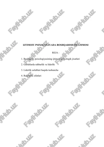 ijtimoiy psixologiyada boshqarish muammosi — DOC