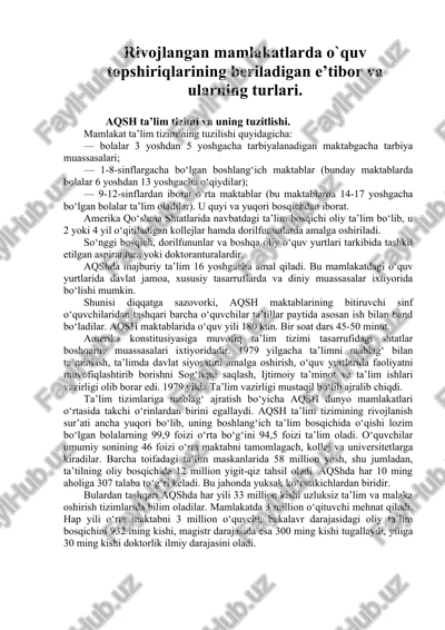 aqsh ta’lim tizimi — DOC