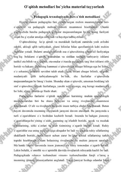 pedagogik texnologiyada dars o'tish metodikasi — PDF