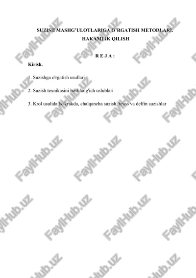 suzish mashg’ulotlariga o’rgatish metodlari — DOCX