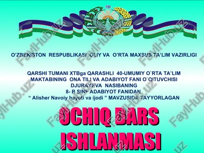 "alisher navoiy hayoti va ijodi" — PPT