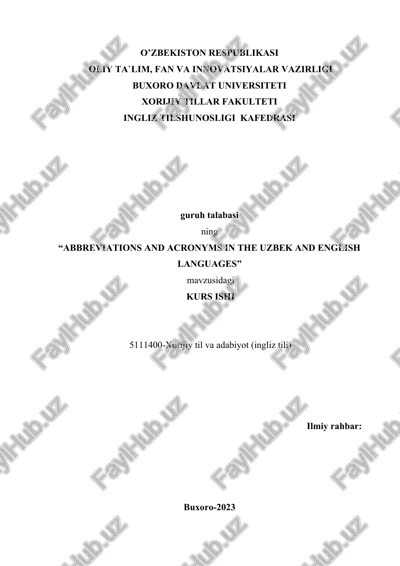abbreviations and acronyms in the uzbek and english languages — DOCX