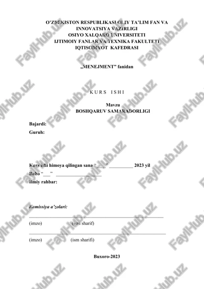 boshqaruv samaradorligi — DOCX