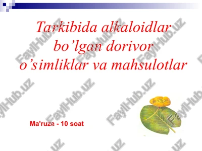 alkaloidlar — PPT