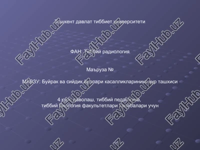 buyrak va siydik yullari kasalliklarining nur tashxisi — PPT