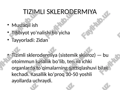 tizimli sklerodermiya — PPTX