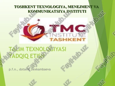 ta'lim texnologiyasining modeli — PPT