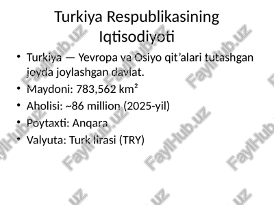 turkiya respublikasining iqtisodiyoti — PPTX