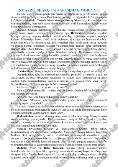 sharq falsafasining mohiyati — DOC