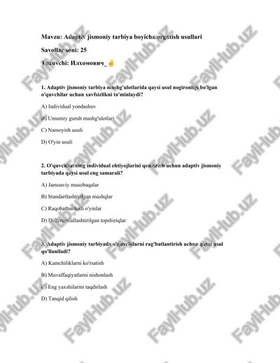 adaptiv jismoniy tarbiya boyicha orgatish usullari — DOCX
