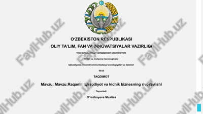 raqamli iqtisodiyot va kichik biznesning rivojlanishi — PPTX