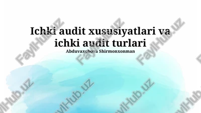 ichki audit xususiyatlari va ichki audit turlari — PPTX