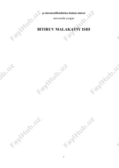 p-xloratsetilfenilsirka kislota sintezi — DOCX