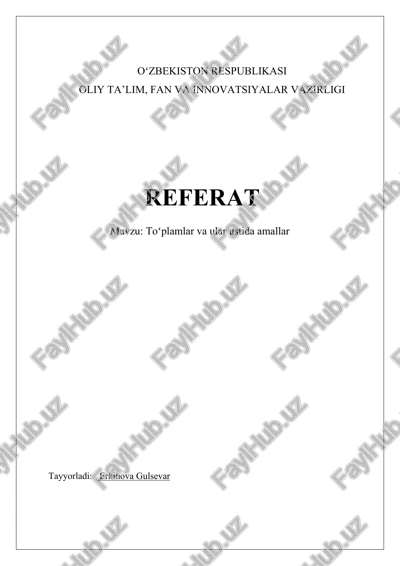 toʻplamlar va ular ustida amallar — DOCX