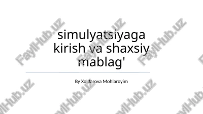 simulyatsiyaga kirish va shaxsiy mablag' — PPTX