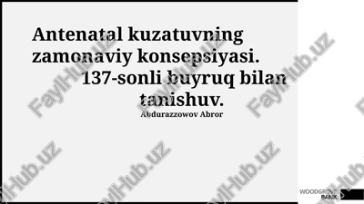 antenatal kuzatuvning zamonaviy konsepsiyasi — PPTX