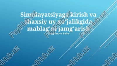 simulyatsiyaga kirish va shaxsiy uy xo'jalikgida mablag'ni jamg'arish — PPTX