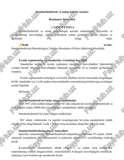 standartlashtirish va uning uslubiy asoslari — DOCX