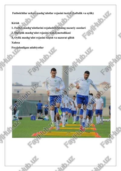futbolchilar uchun mashg‘ulotlar rejasini tuzish — DOCX