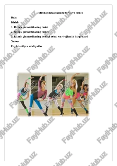 ritmik gimnastikaning tarixi va tasnifi — DOCX