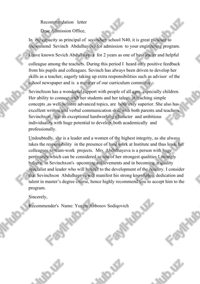 recommendation letter cefr structure — DOCX