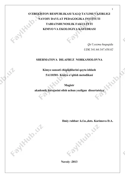 kimyo sanoati chiqindilarini qayta ishlash — DOC