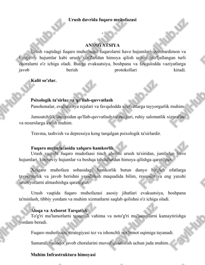 urush davrida fuqaro muhofazasi — DOCX