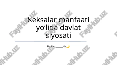 keksalar manfaati yoʻlida davlat siyosati — PPTX
