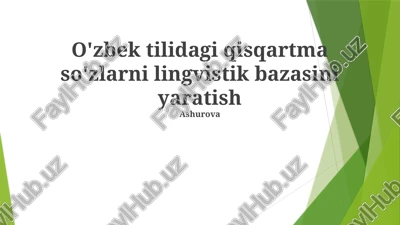 mavjud qisqartmalar amalga oshirish usullari — PPTX