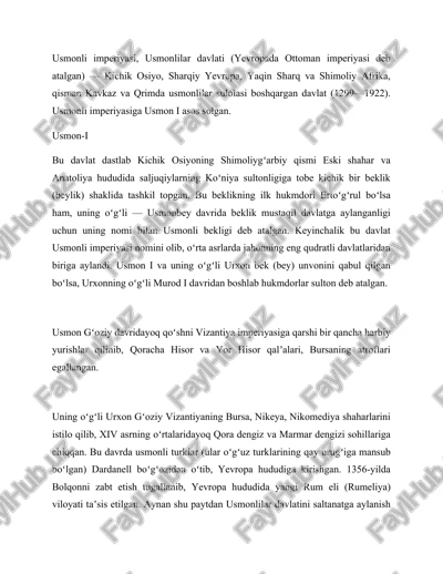 usmonli imperiyasi, usmonlilar davlati — DOC