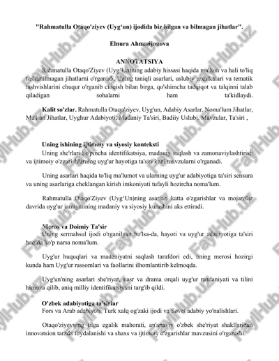 rahmatulla otaqo'ziyev (uyg'un)ning asarlari — DOCX