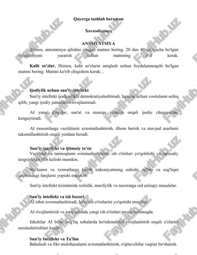 sun'iy intellekt uchun yaratilgan mavzu — DOCX