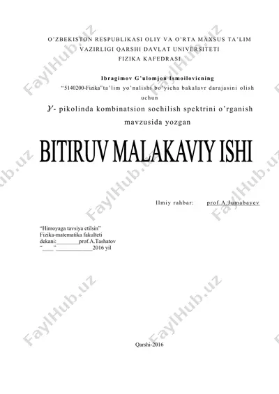 y - pikolinda kombinatsion sochilish spektrini o’rganish — DOC