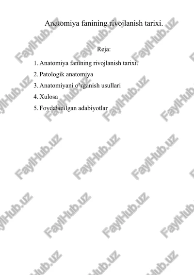anatomiya fanining rivojlanish tarixi — DOCX