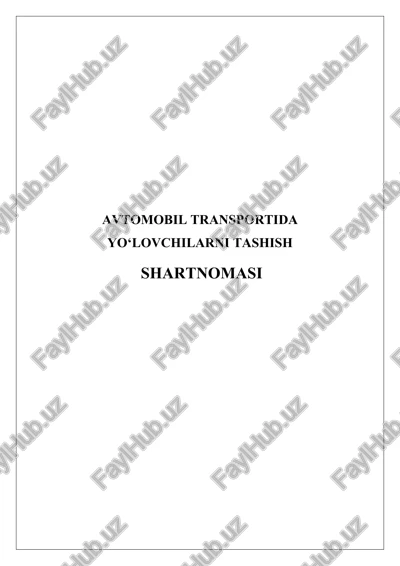 avtomobil transportida yo‘lovchilarni tashish shartnomasi — DOC