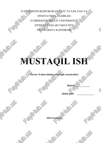 o‘qituvchining psixologik xususiyatlari — DOCX
