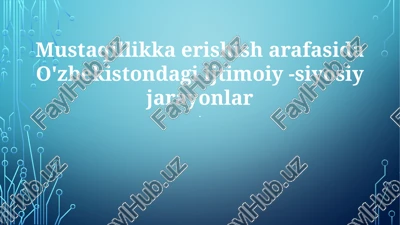 mustaqillikning yolg'izlik yilida o'zbekistonda ijtimoiy - siyosiy jarayonlar — PPTX