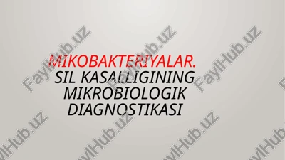 sil kasalligining mikrobiologik diagnostikasi — PPTX