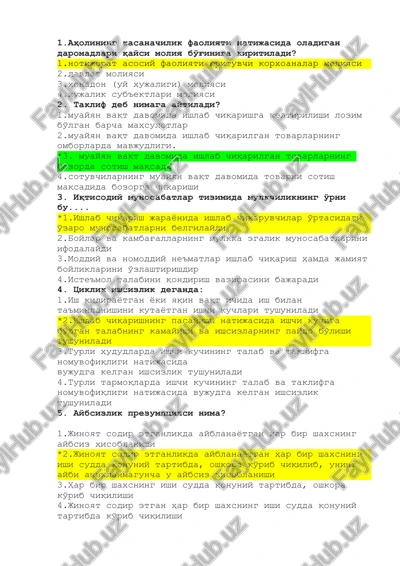 argos testi davlat xodimlari uchun — DOCX