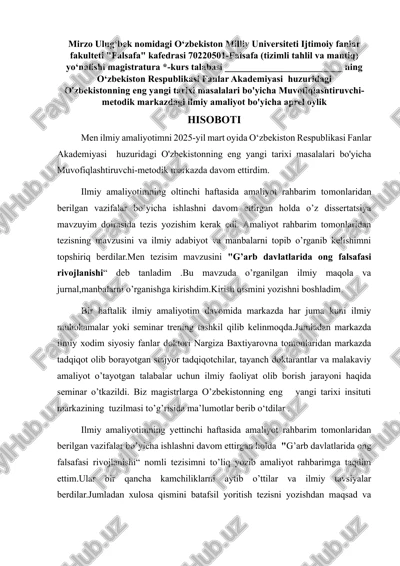 o‘zbekistonning eng yangi tarixi masalalari — DOCX