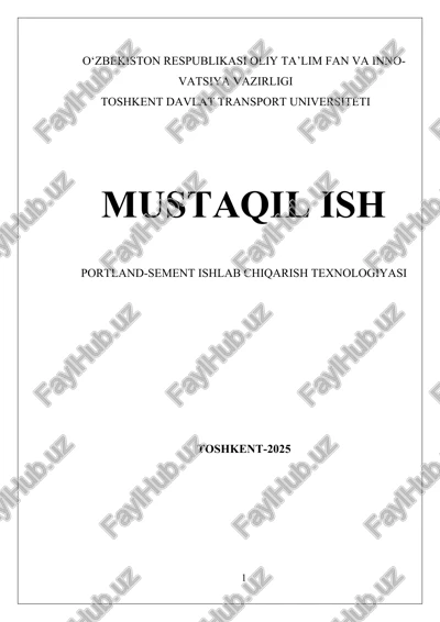 portland-sement ishlab chiqarish texnologiyasi — DOCX