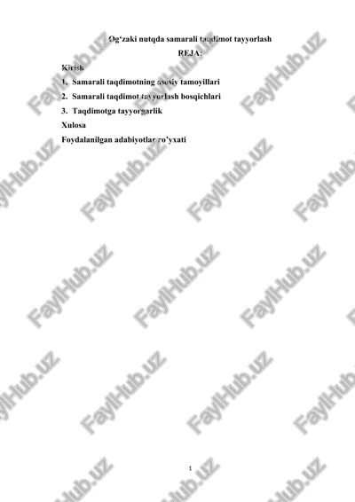 ogʻzaki nutqda samarali taqdimot tayyorlash — DOCX